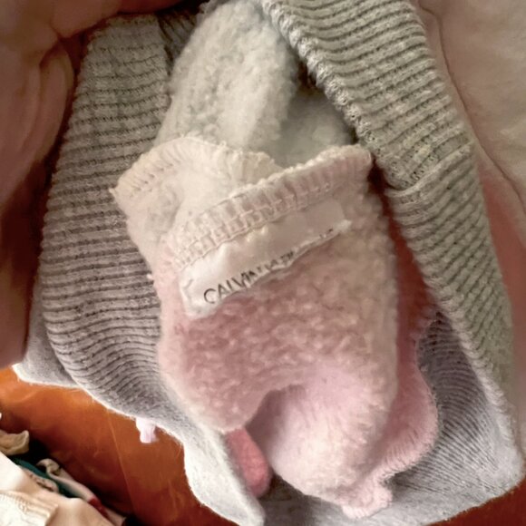 2/$25 Girls Calvin Klein Hoodie Pullover Sweater Pink Grey White - Picture 4 of 5